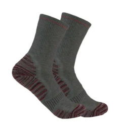 Carhartt Force Womens Charcoal Midweight Synthetic-Wool Blend Crew Sock SC7912W - 2 Pack