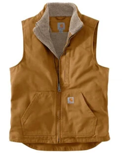 Carhartt Mens Washed Duck Sherpa-Lined Mock Vest