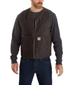 Carhartt Mens Washed Duck Sherpa Lined Vest -Carhartt Work Gear Sales Store P2221630 01 85200.1630076535