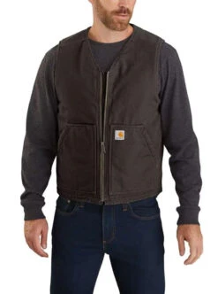 Carhartt Mens Washed Duck Sherpa Lined Vest -Carhartt Work Gear Sales Store P2221630 02 06458.1630131090