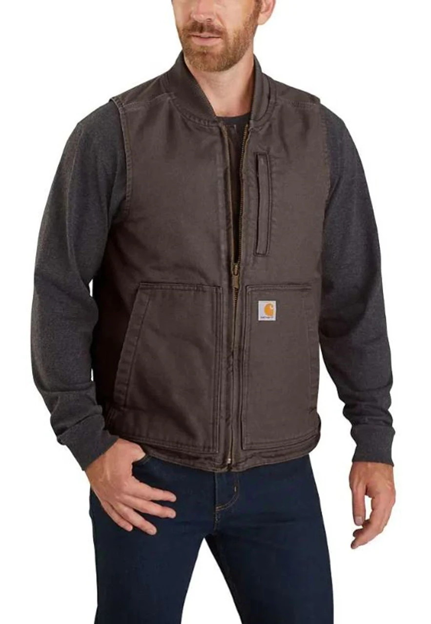 Carhartt Mens Washed Duck Insulated Rib Collar Vest 2 Carhartt Mens Washed Duck Insulated Rib Collar Vest - Image 2