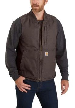 Carhartt Mens Washed Duck Insulated Rib Collar Vest