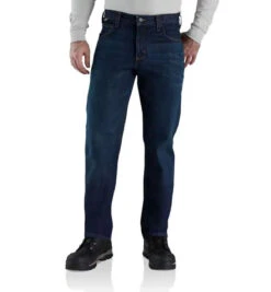 Carhartt Mens Flame-Resistant Rugged Flex Straight Fit 5 Pocket Jean - Midnight