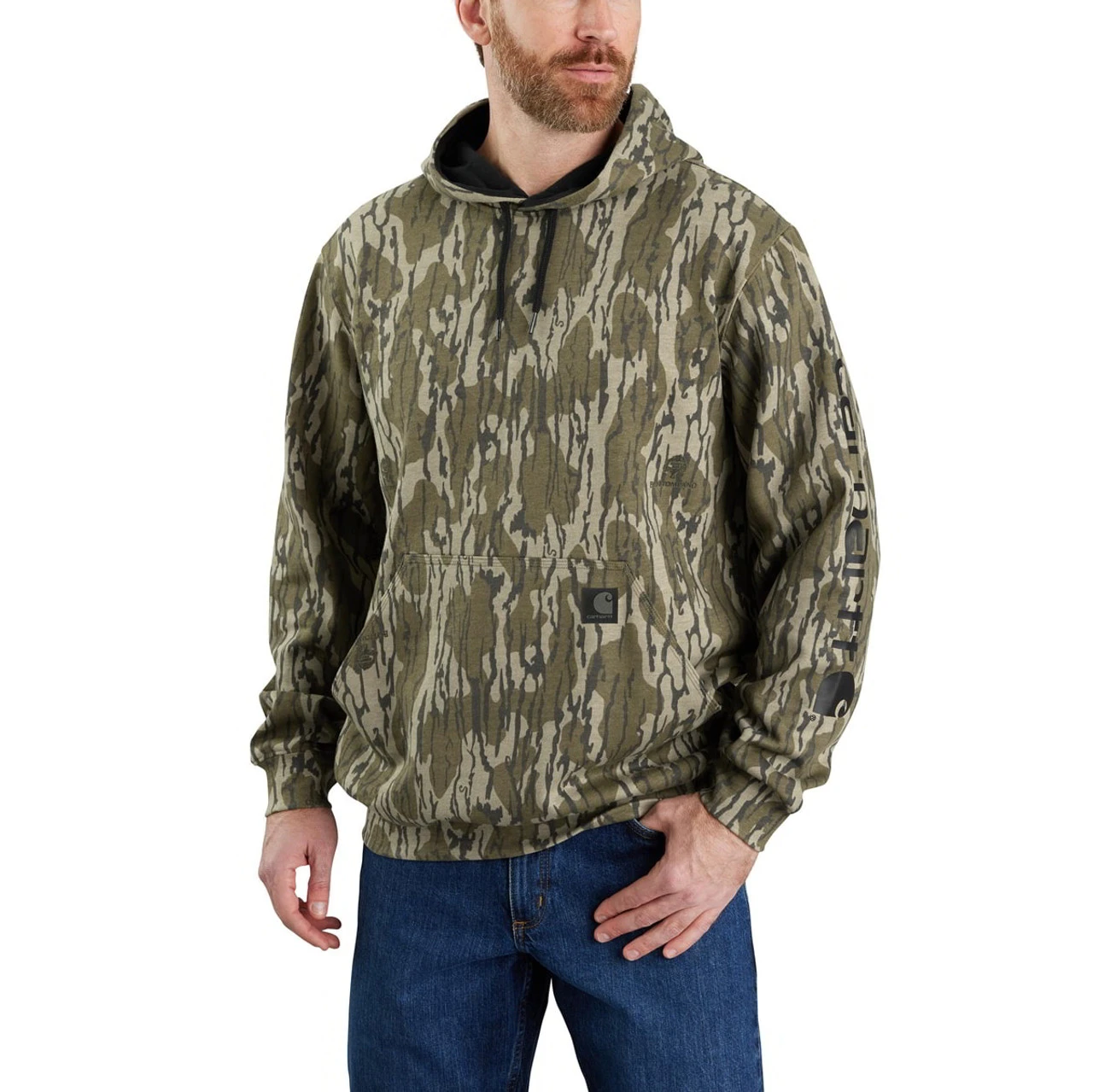 Carhartt Mens Mossy Oak Bottomland Camo Loose Fit Midweight Sleeve Graphic Sweatshirt 1 Carhartt Mens Mossy Oak Bottomland Camo Loose Fit Midweight Sleeve Graphic Sweatshirt