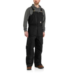 Carhartt Mens Black Loose Fit Firm Duck Insulated Biberall
