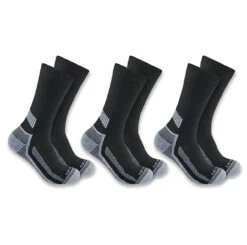 Carhartt Force Mens Black Midweight Crew Socks - 3 Pack