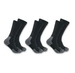 Carhartt Mens Black Lightweight Stretch Top Crew Sock - 3 Pack