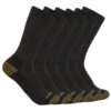 Carhartt Mens Black Midweight Crew Socks - 6 Pack