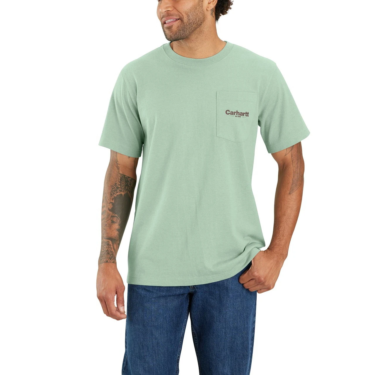Carhartt Mens Relaxed Fit Heavyweight Pocket Line Graphic Short Sleeve T-Shirt 2 Carhartt Mens Relaxed Fit Heavyweight Pocket Line Graphic Short Sleeve T-Shirt - Image 2