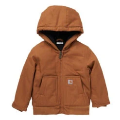 Carhartt Boys Brown Canvas Insulated Hooded Active Jac