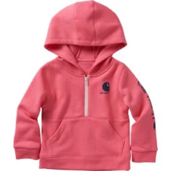 Carhartt Girls Pink Long Sleeve Half-Zip Sweatshirt