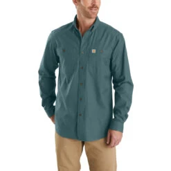 Carhartt Mens Rugged Flex Relaxed Fit Midweight Canvas Long Sleeve Shirt