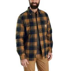 Carhartt Mens Relaxed Fit Flannel Sherpa-Lined Shirt Jac -Carhartt Work Gear Sales Store P2754670 3 09093.1696868312