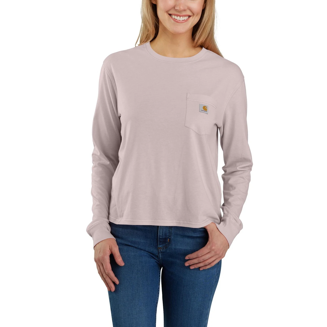 Carhartt Womens Loose Fit Lightweight Long Sleeve Crewneck Pocket T-Shirt 2 Carhartt Womens Loose Fit Lightweight Long Sleeve Crewneck Pocket T-Shirt - Image 2