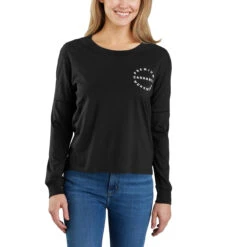 Carhartt Work Gear Sales Store 17 Carhartt Womerns Black Loose Fit Lightweight Long Sleeve Workwear Greaphic T-Shirt