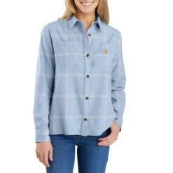 Carhartt Womens Rugged Flex Loose Fit Midweight Flannel Long Sleeve Plaid Shirt