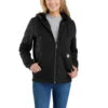 Carhartt Womens Black Relaxed Fit Midweight Sherpa-Lined Full Zip Sweatshirt