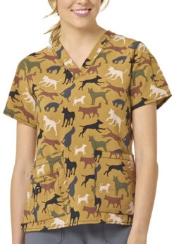  Carhartt Womens's Dog Park V-Neck Print Top